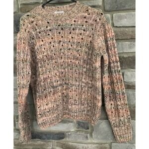 Bartolini Italy Wool Blend Knit Sweater Pink Tan Sage Boho Cottagecore Vintage M